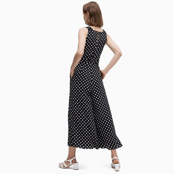 Kate Spade NWT Lia Dot Jumpsuit Wide Leg Black White Polka Dot Size 2 - Picture 3 of 11
